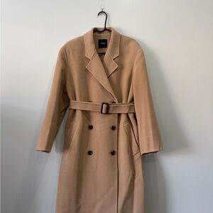 Theory long trench coat in textured wool cashmere